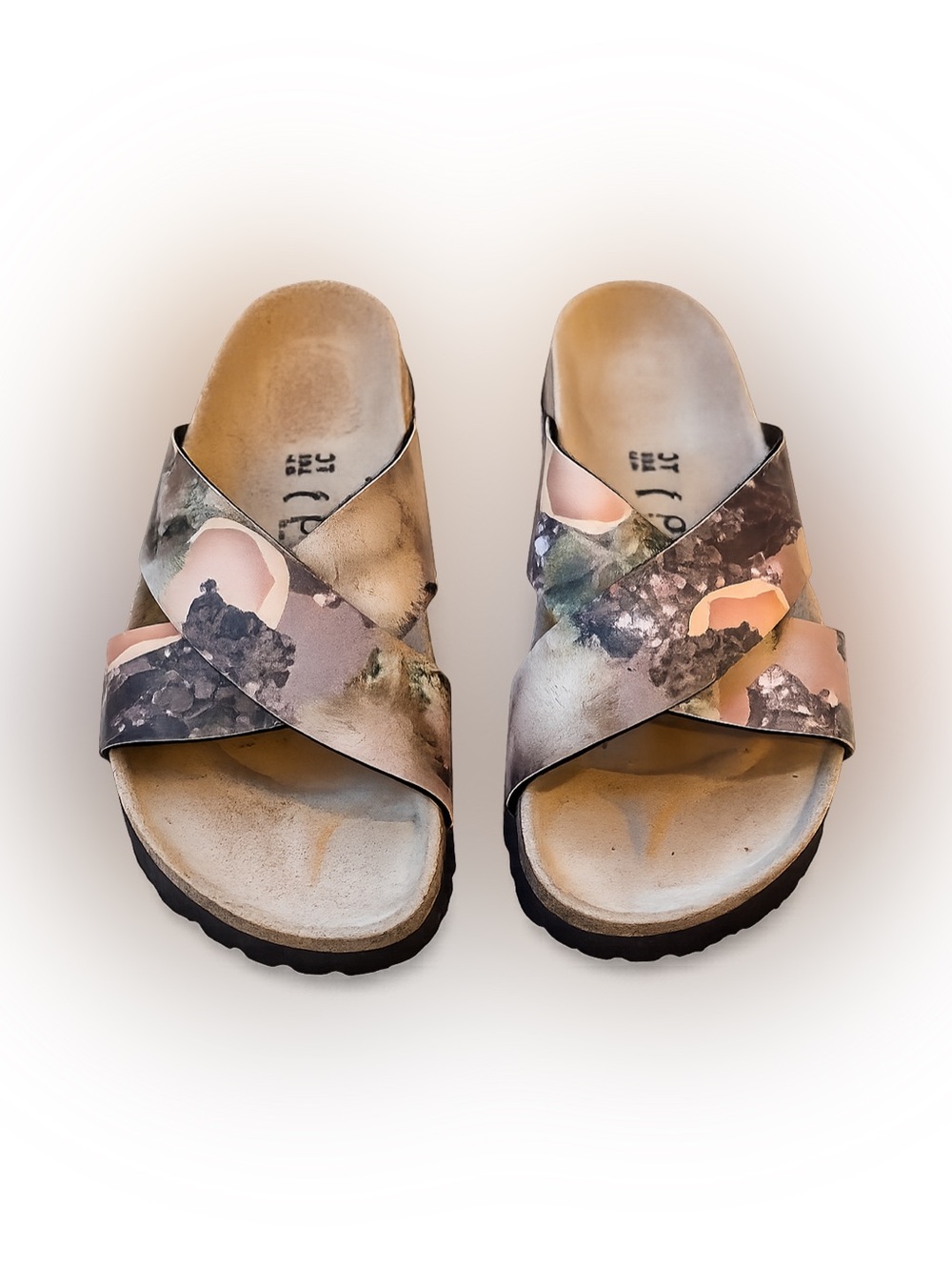 Criss Cross Abstract Print Sandals EU 37 US 6-6.5  papillio